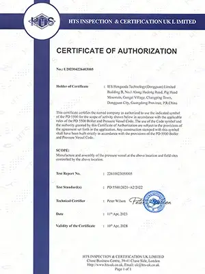 British PD 5500 Pressure Vessel Certification